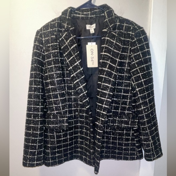 NWT On 34th Women’s Metallic Plaid Tweed Blazer Created For Macy’s Size 6 - Picture 4 of 8